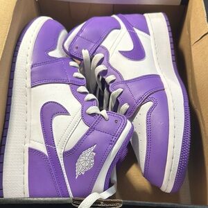 Nike Air Jordan 1 Mid Purple White Sneakers
